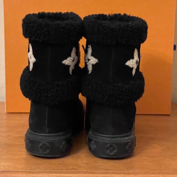 Louis Vuitton Snowdrop Flat Ankle Boots 7 37 Black Suede Shearling Excellent! - Picture 10 of 16